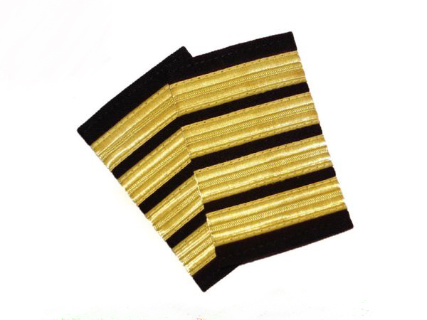 Conjunto de 2 Epaulettes (4 barras de ouro com fundo preto)