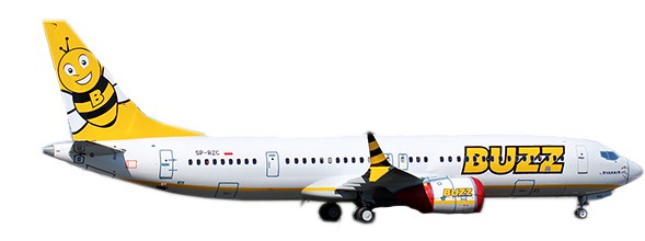 Boeing 737-8MAX Buzz by Ryanair SP-RZC With Stand