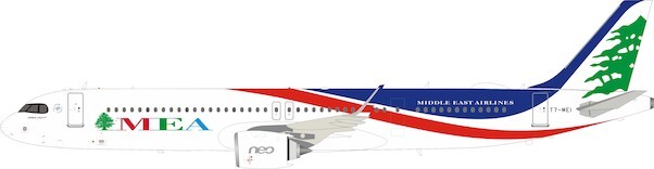 Airbus A321neo MEA, Middle East Airlines T7-ME1 with stand