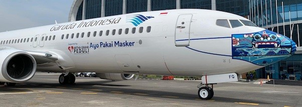 Boeing 737-800 Garuda Indonesia "Ayo Pakai Masker" PK-GFQ With Stand