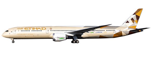 Boeing 787-10 Dreamliner Etihad Airways ''Eco Demonstrator'' A6-BMI Flap Down With Antenna