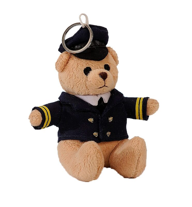 Porta-Chaves Urso de Peluche Piloto com argola