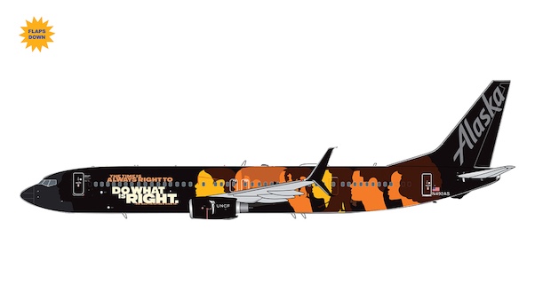 Boeing 737-900ER Alaska Airlines "Our Commitment" N492AS flaps down