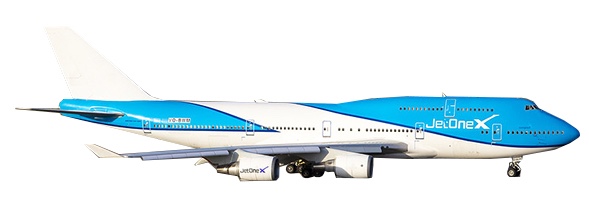 Boeing 747-400 JetOneX VQ-BWM Flap Down