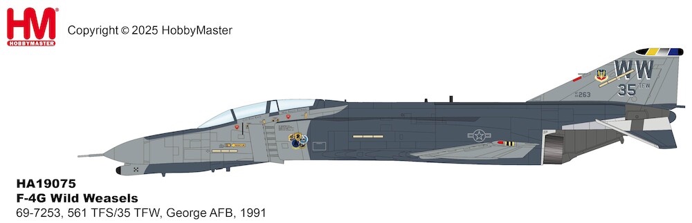 McDonnell Douglas F4G Phantom Wild Weasels 69-7253, 561 TFS/35 TFW, George AFB, 1991
