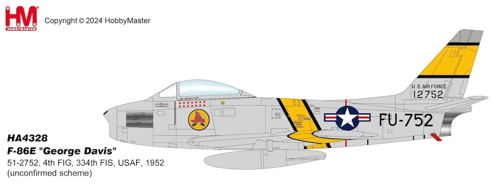North American F-86E Sabre "George Davis" 51-2752, 4th FIG, 334th FIS, USAF, 1952 (unconfirmed scheme)